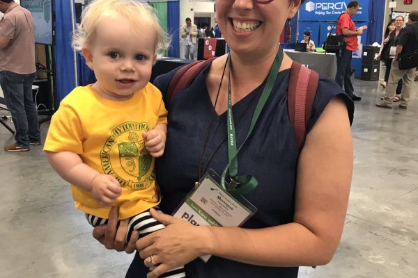 Dr. Monique Sakalidis and her son at APS 2019